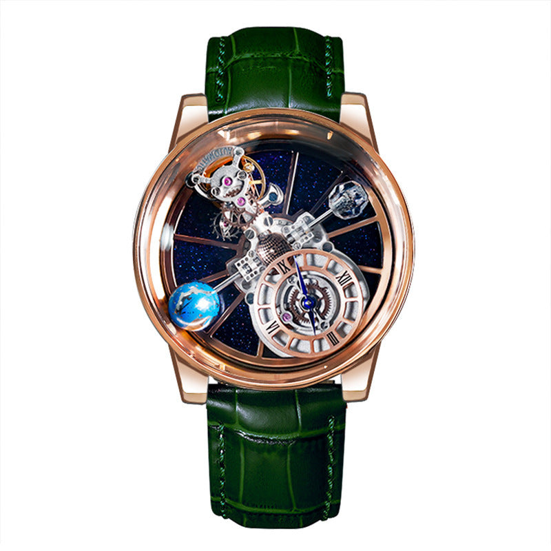 Men's Hollow Quartz Watch | Sapphire Glass & Leather Strap