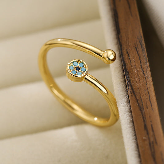 Zircon Geometric Open Ring | Adjustable Women's Fashion Ring