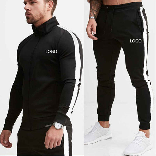 Colorblock Long-Sleeved Stand-Up Collar Men's Sports Suit