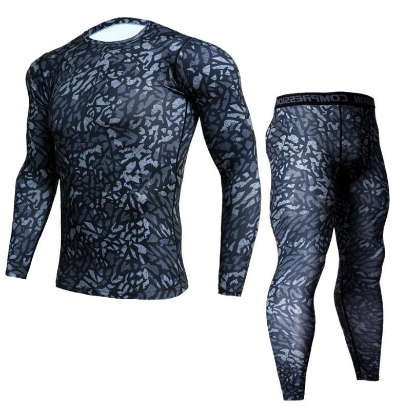Herren Camouflage Hose & T-Shirt Sets Mode Crossfit T-Shirt Kompression Markenkleidung Jogger Männer Casual Leggings