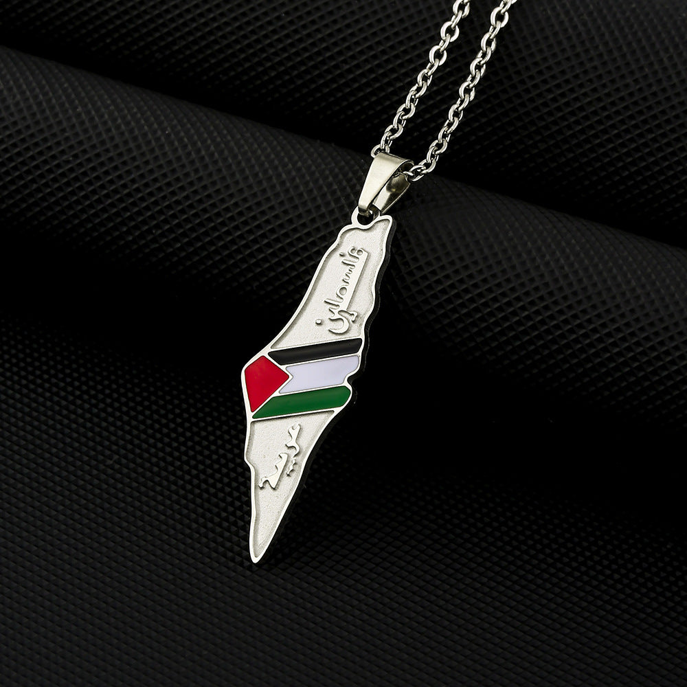 Palestine Map Necklace | Stainless Steel Gold & Silver