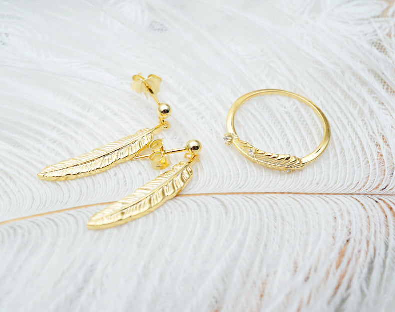 Feather Earrings 18K Gold & 925 Silver | Japanese Luxury