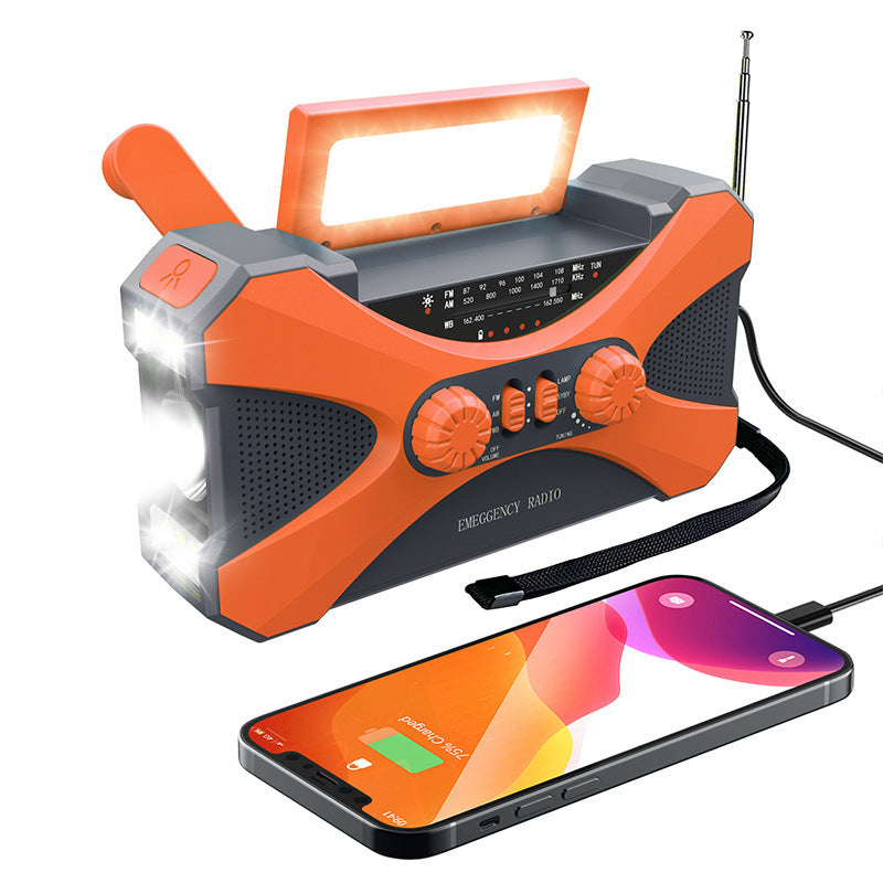 3 In 1 Portable Radio Hand Crank AM-FM-NOAA Emergency Reading Lamp Flashlight Solar Charging Power Bank Support SOS