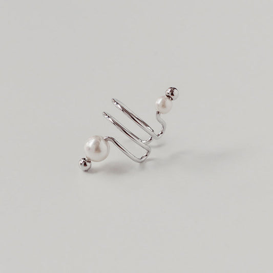 Minimalist Pearl Ear Bone Clip | No-Pierce Line Design Earrings