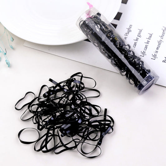 Black Rubber Hair Bands | Disposable Hair Ties for Women & Kids