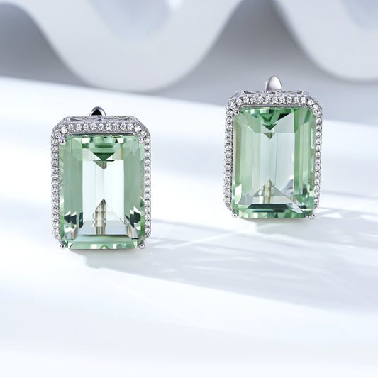 Green Crystal Earrings 925 Silver | Luxury Design