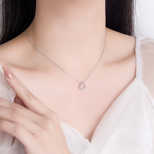S925 Sterling Silver Love Heart Necklace | Gold Clavicle Chain