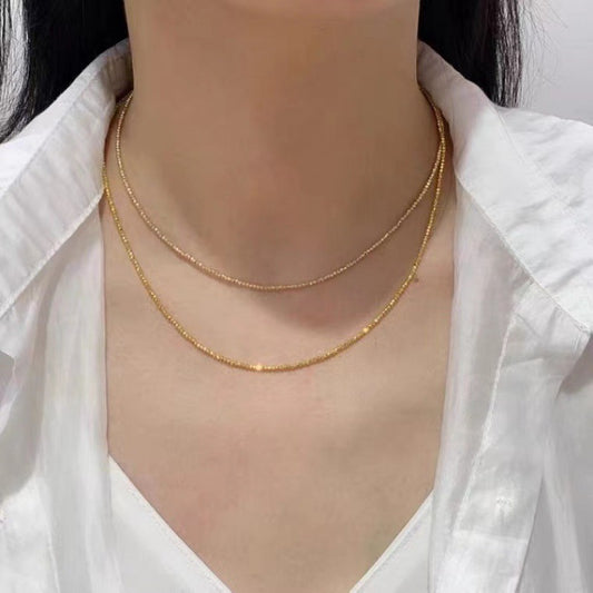18K Gold Necklace | Laser Bead Chain