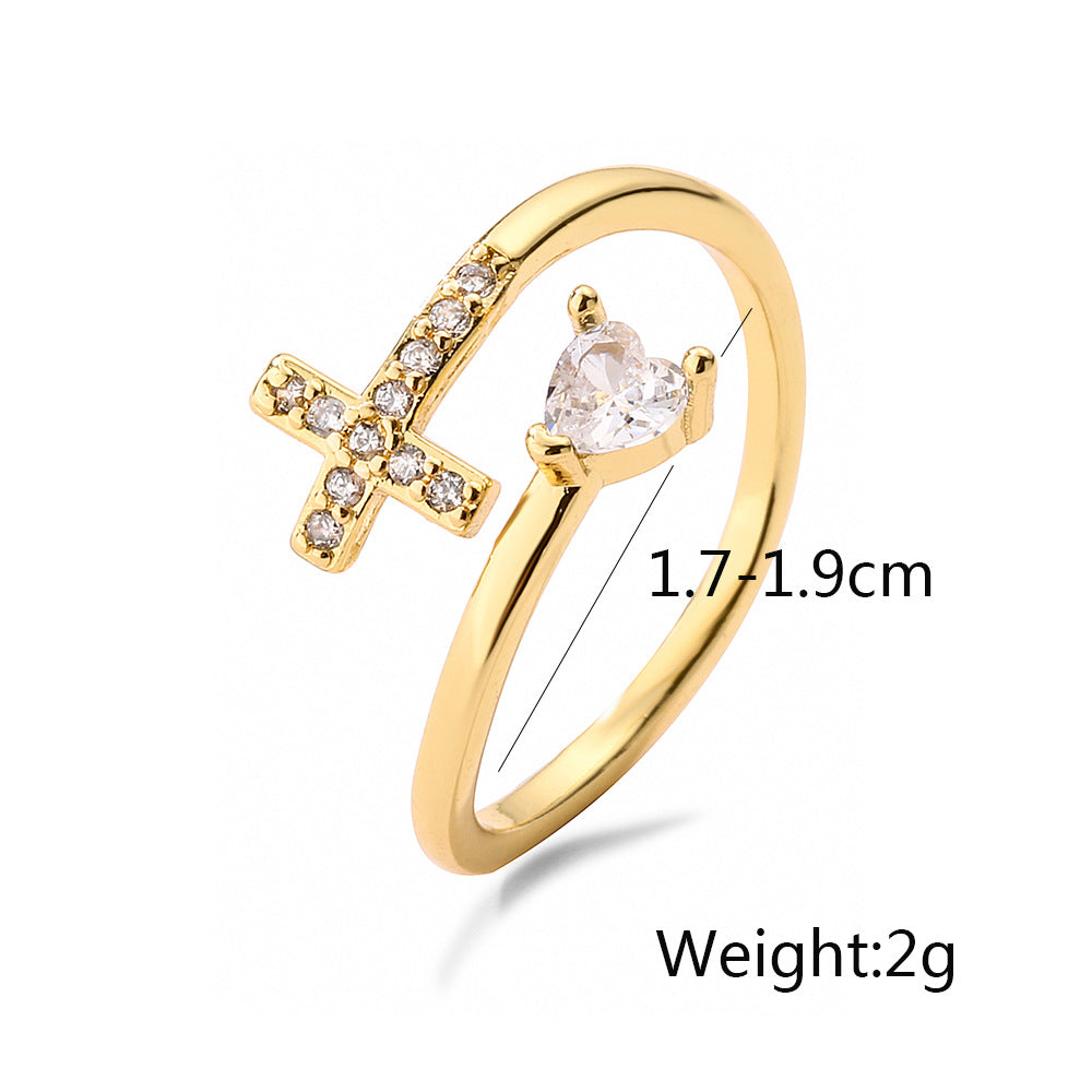 Zircon Geometric Open Ring | Adjustable Women's Fashion Ring
