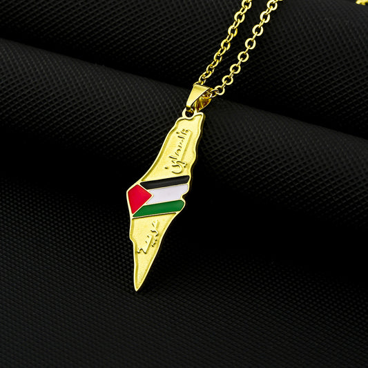 Palestine Map Necklace | Stainless Steel Gold & Silver