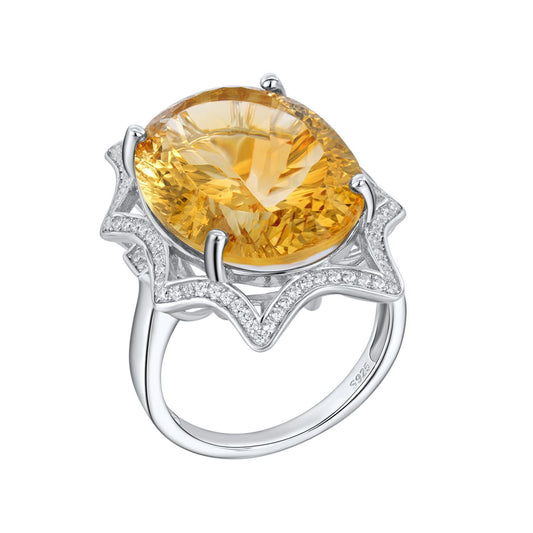 Large Topaz Ring 925 Silver | 18 Carat Luxury Gemstone