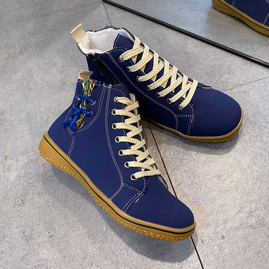 Comfortable Ankle Boots – Lightweight Soft Sole Zip Shoes with Cross Straps