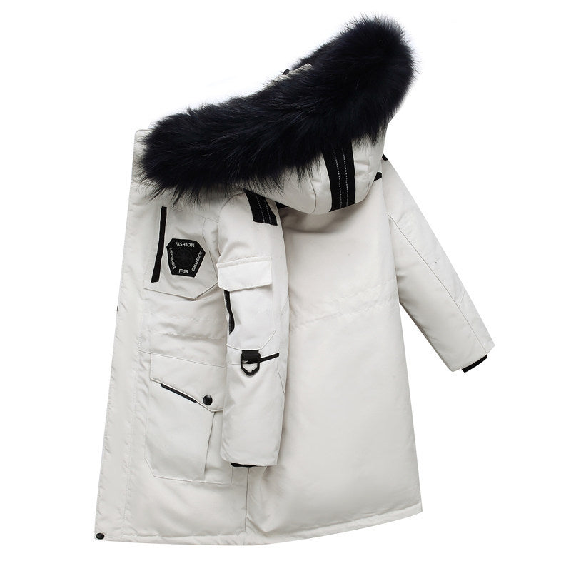 Children's Down Jacket Boys & Girls' Mid-length Thickening Plus Size Fur Collar Coat