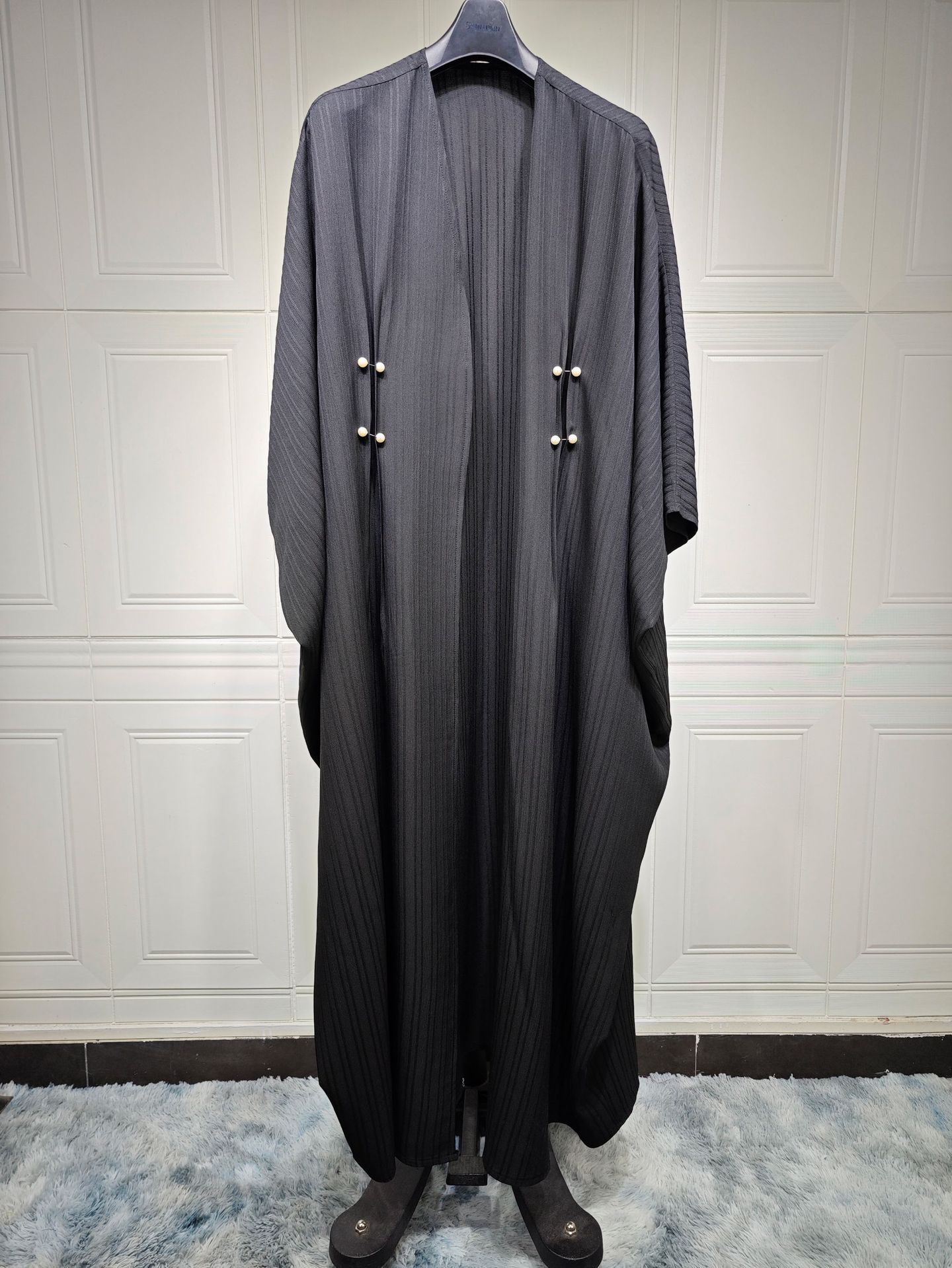 Modest Turkish Striped Abaya Cardigan Robe
