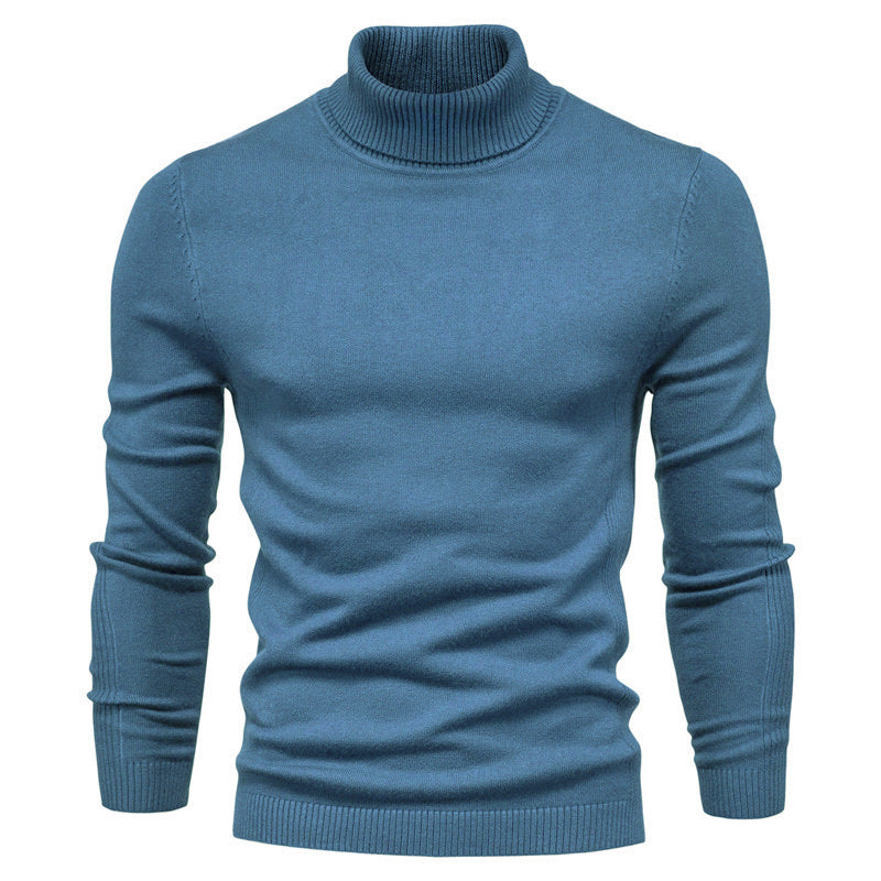 Men's Solid Color Slim Pullover Turtleneck Sweater