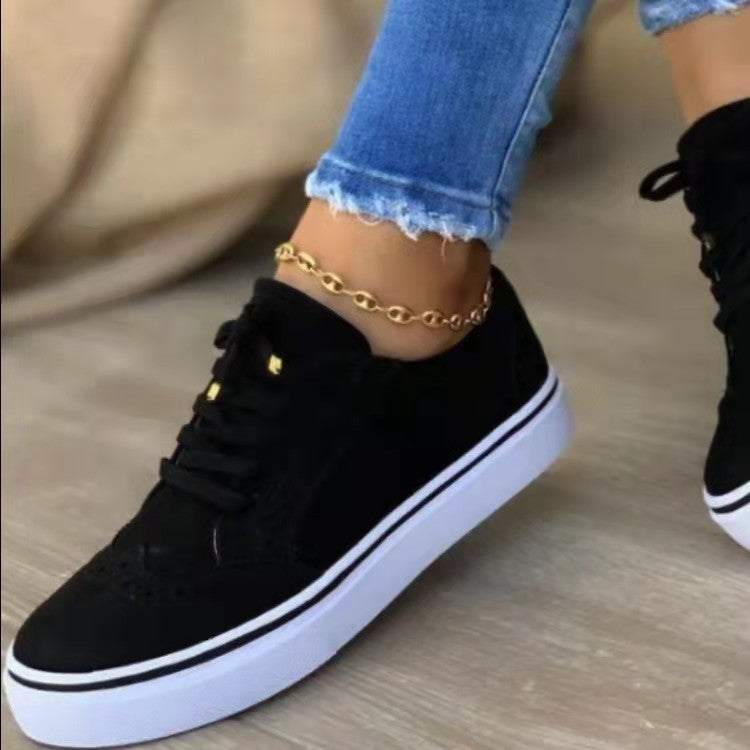 Large Size Women's Single Shoes Comfortable Casual Women's Shoes Round Toe Lace-up Single Shoes Women