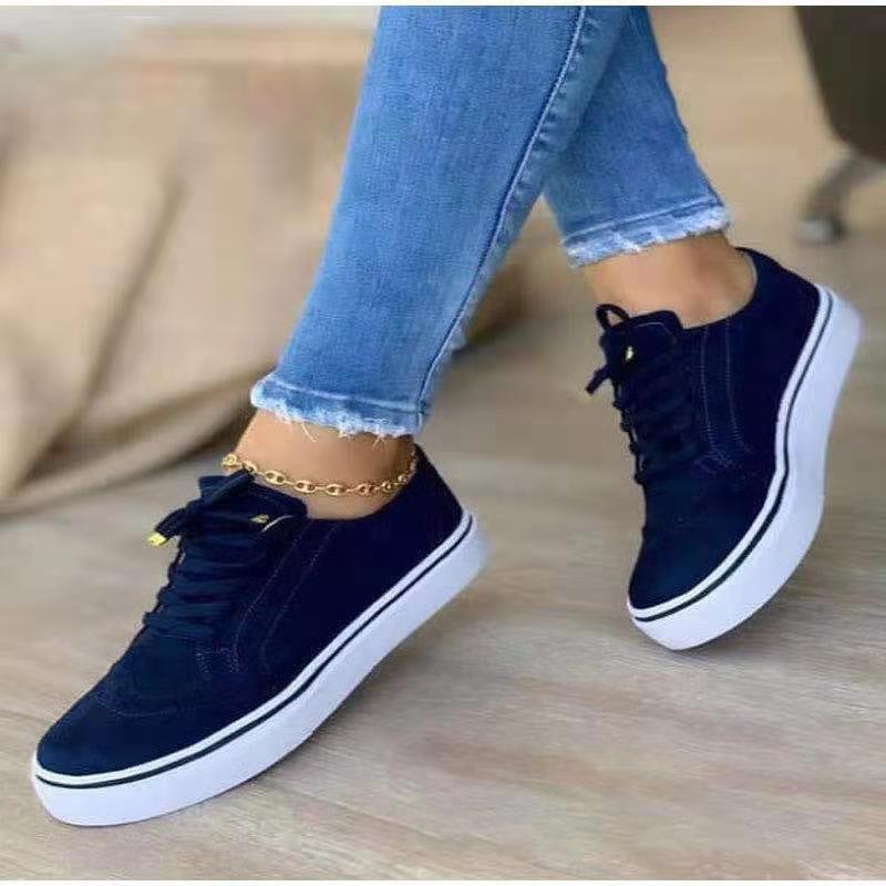 Large Size Women's Single Shoes Comfortable Casual Women's Shoes Round Toe Lace-up Single Shoes Women