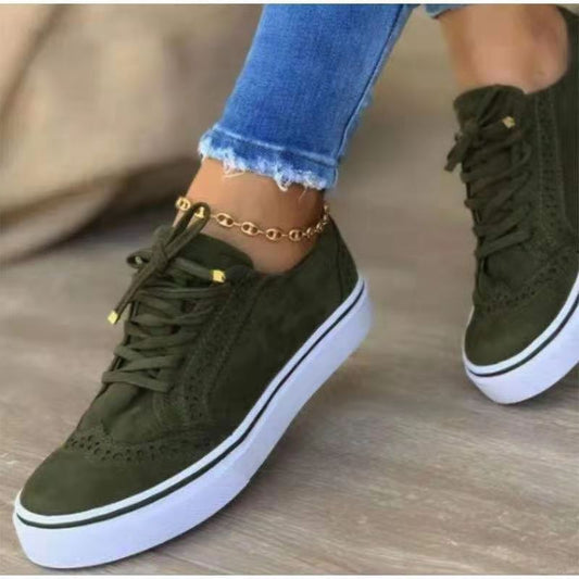 Large Size Women's Single Shoes Comfortable Casual Women's Shoes Round Toe Lace-up Single Shoes Women