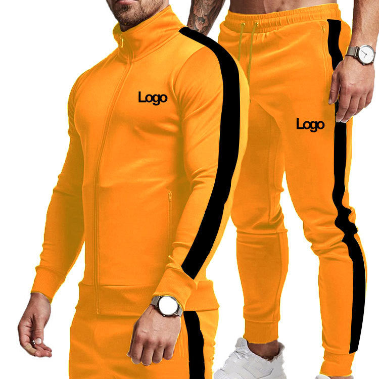 Colorblock Long-Sleeved Stand-Up Collar Men's Sports Suit