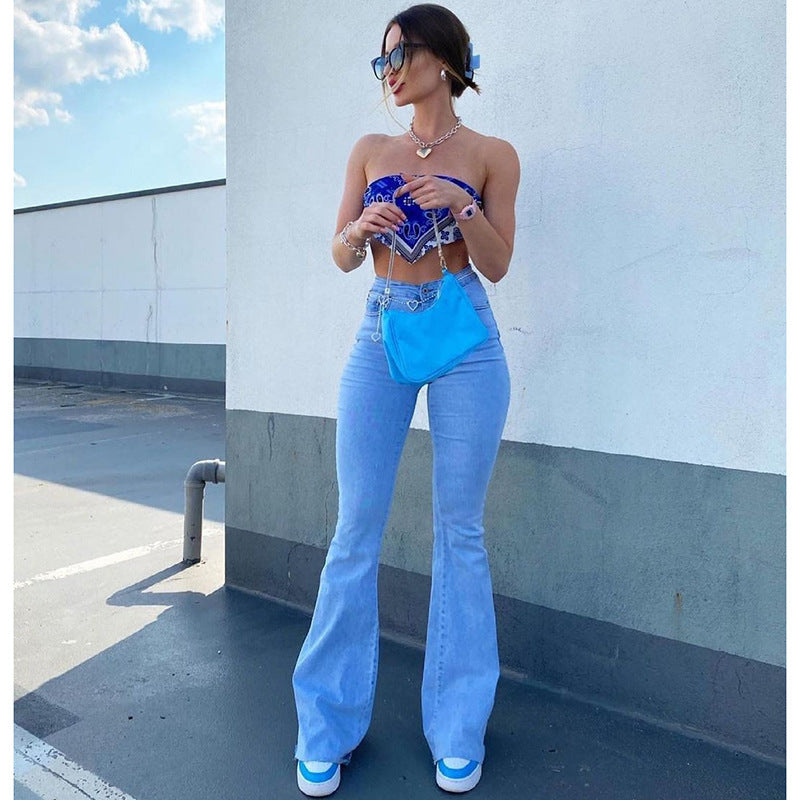 Heiße Stretch-Jeanshose, enge Slim Fit Bootcut-Jeans für Damen