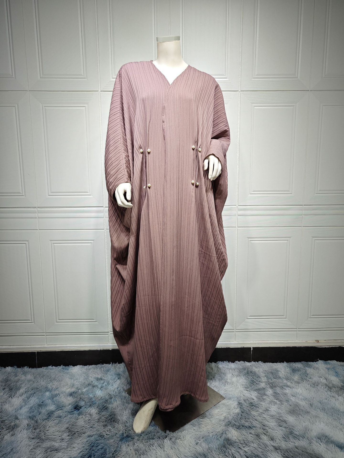 Modest Turkish Striped Abaya Cardigan Robe