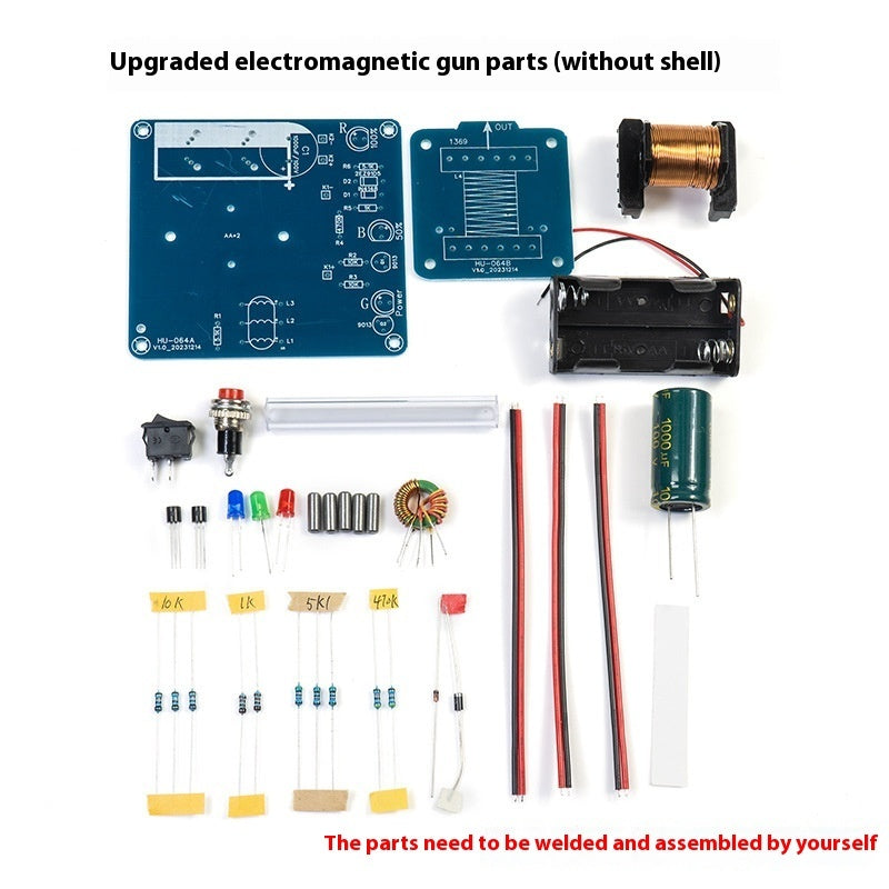 Electromagnetic Gun DIY Kit Remote Projectile High Voltage Coil Boost Circuit Board Making Welding Electronic Science Experiment