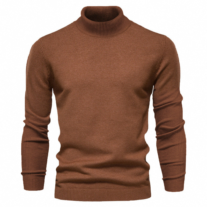 Men's Solid Color Slim Pullover Turtleneck Sweater