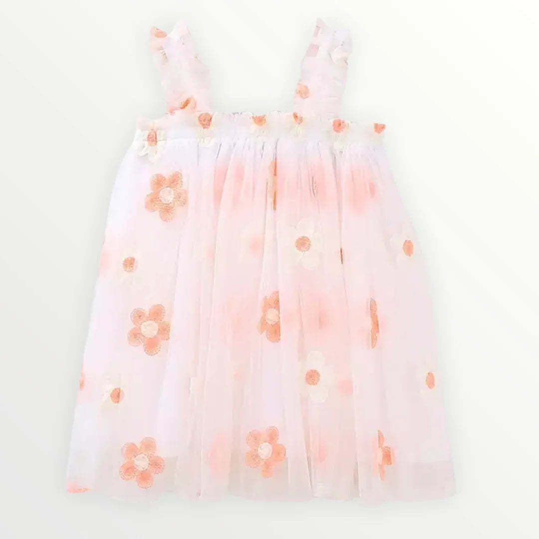 Halter Vest Girl Embroidery Floral Mesh Dress