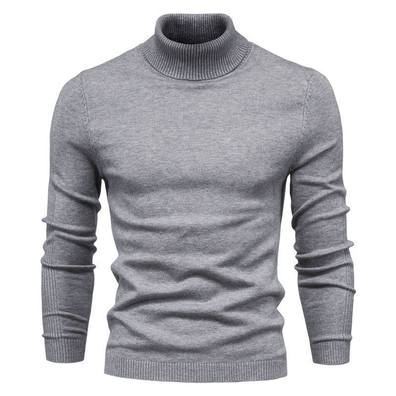 Men's Solid Color Slim Pullover Turtleneck Sweater