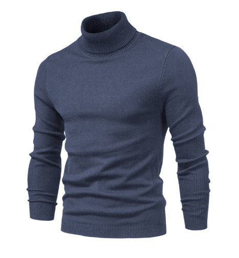 Men's Solid Color Slim Pullover Turtleneck Sweater