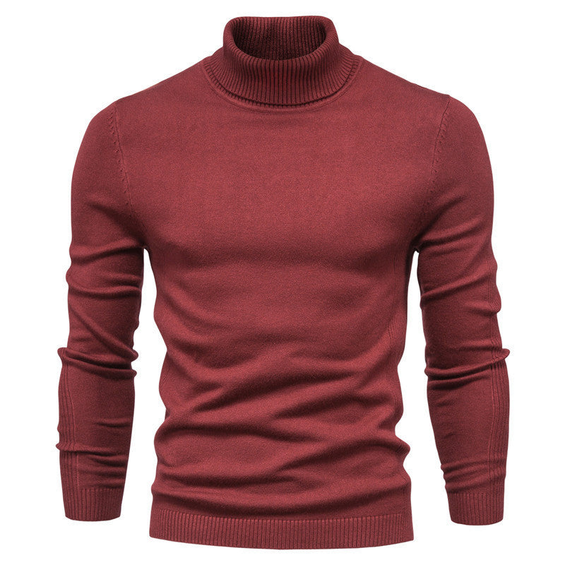 Men's Solid Color Slim Pullover Turtleneck Sweater