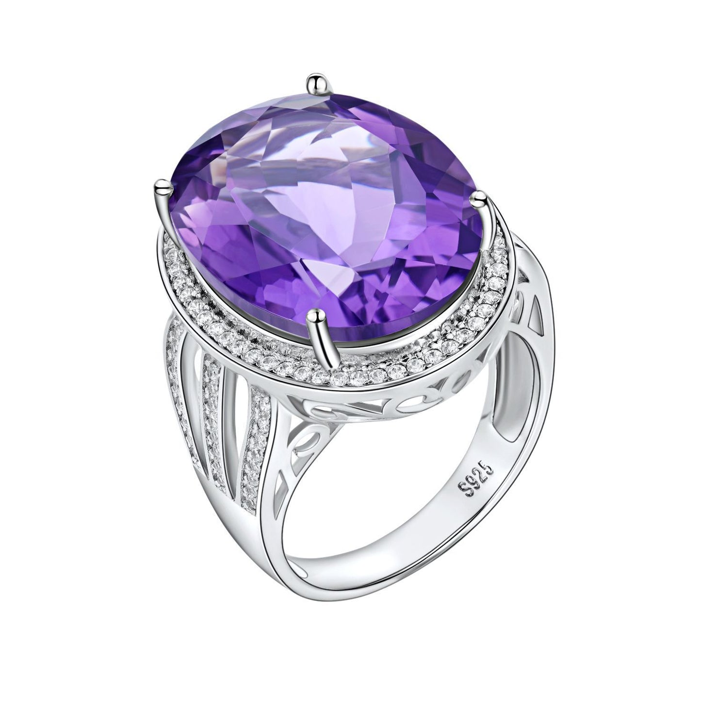Natural Amethyst Ring – Luxury S925 Sterling Silver Gemstone