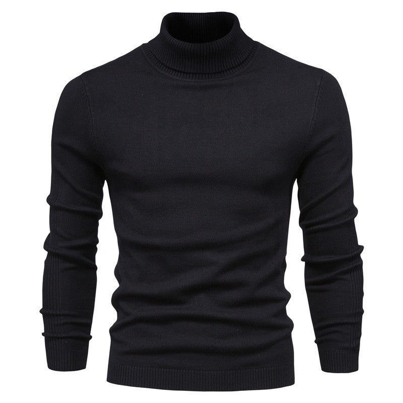 Men's Solid Color Slim Pullover Turtleneck Sweater