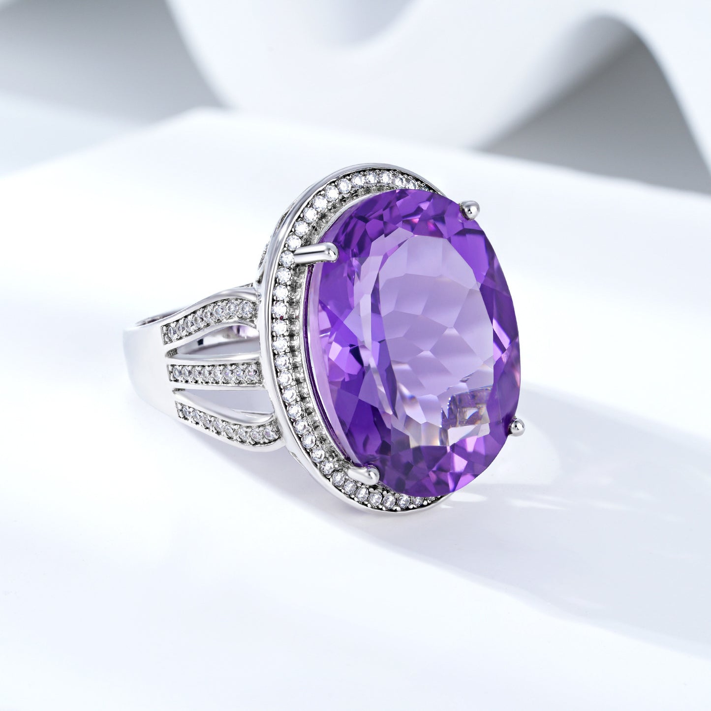 Natural Amethyst Ring – Luxury S925 Sterling Silver Gemstone