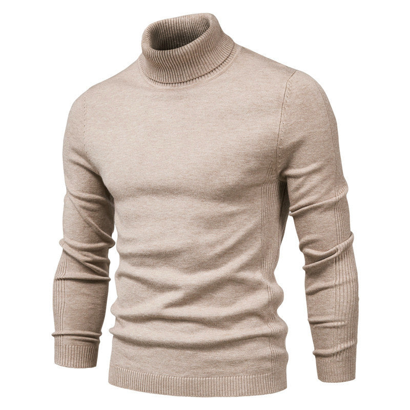 Men's Solid Color Slim Pullover Turtleneck Sweater