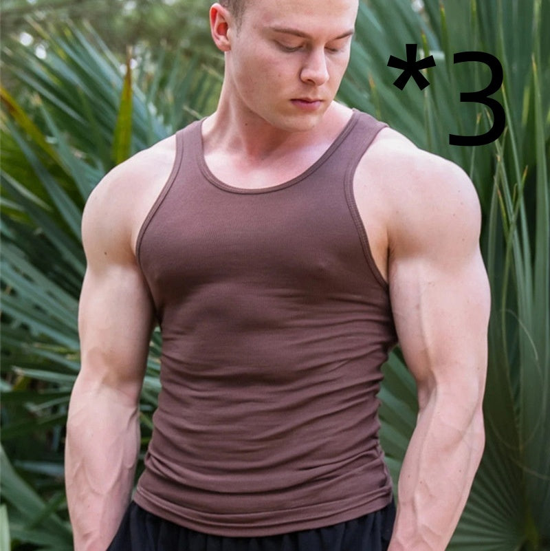 Men's Summer Knitted Ice Silk Rib Fitness Sports Casual Slim Vest