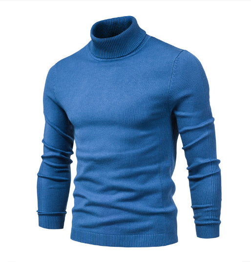 Men's Solid Color Slim Pullover Turtleneck Sweater