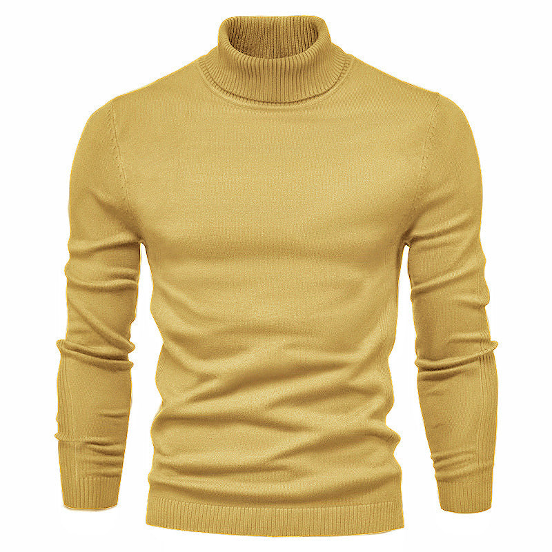 Men's Solid Color Slim Pullover Turtleneck Sweater