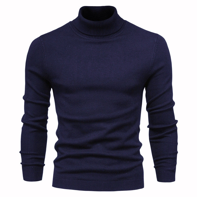 Men's Solid Color Slim Pullover Turtleneck Sweater