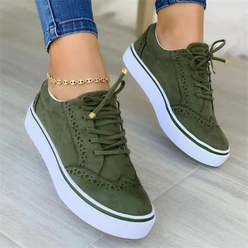 Large Size Women's Single Shoes Comfortable Casual Women's Shoes Round Toe Lace-up Single Shoes Women
