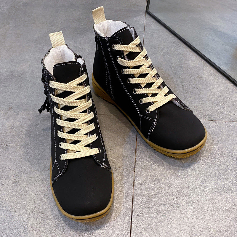 Comfortable Ankle Boots – Lightweight Soft Sole Zip Shoes with Cross Straps