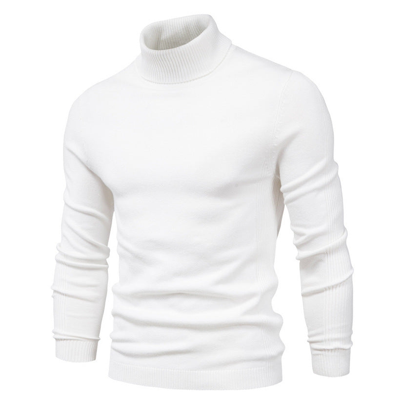 Men's Solid Color Slim Pullover Turtleneck Sweater