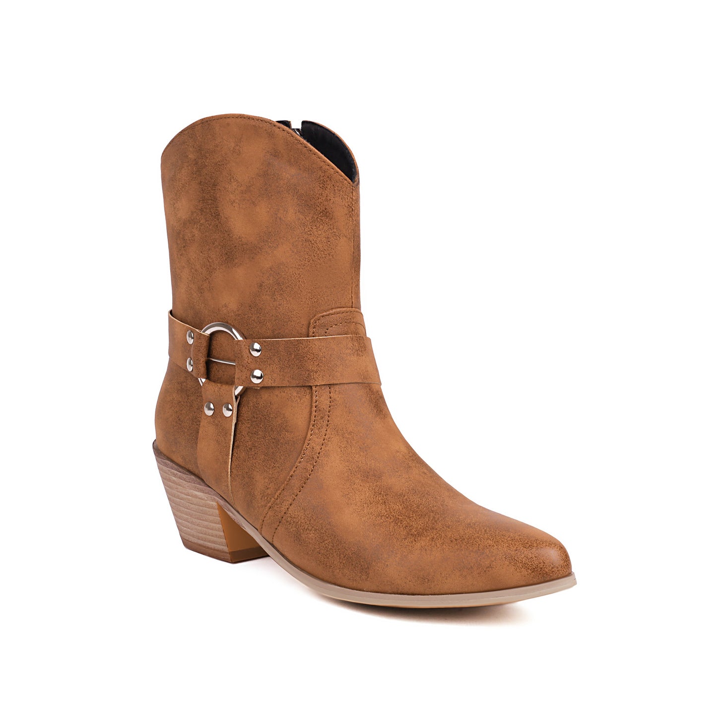 Belt Buckle Chunky Heel Martin Booties