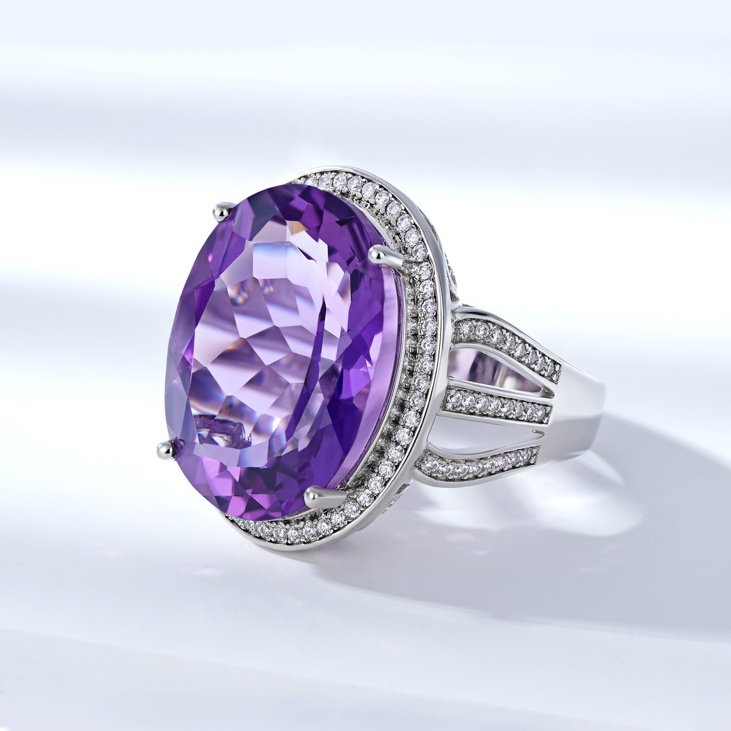 Natural Amethyst Ring – Luxury S925 Sterling Silver Gemstone
