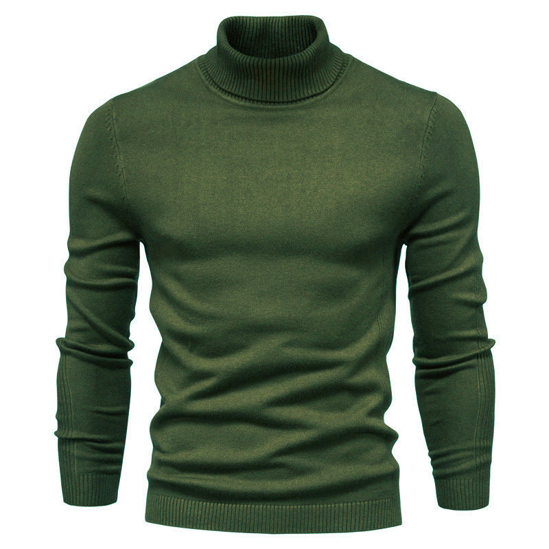 Men's Solid Color Slim Pullover Turtleneck Sweater