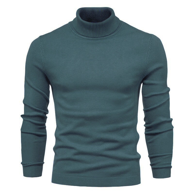 Men's Solid Color Slim Pullover Turtleneck Sweater