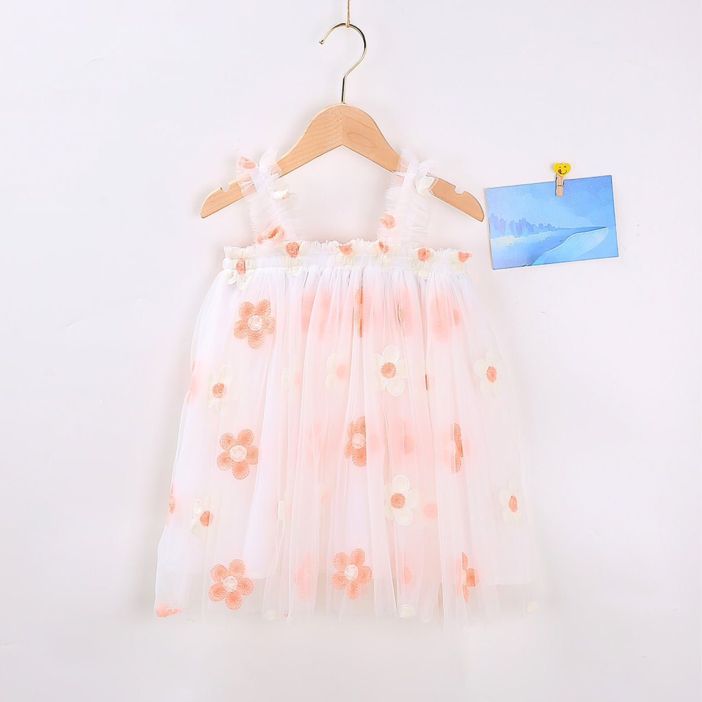 Halter Vest Girl Embroidery Floral Mesh Dress